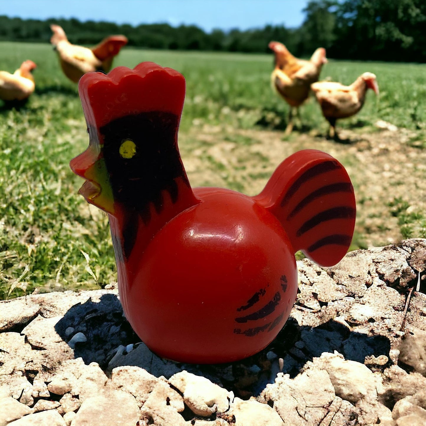 Vintage 1986 Fisher Price Barn Animal Replacement Piece Part Red Chicken TC9-T2