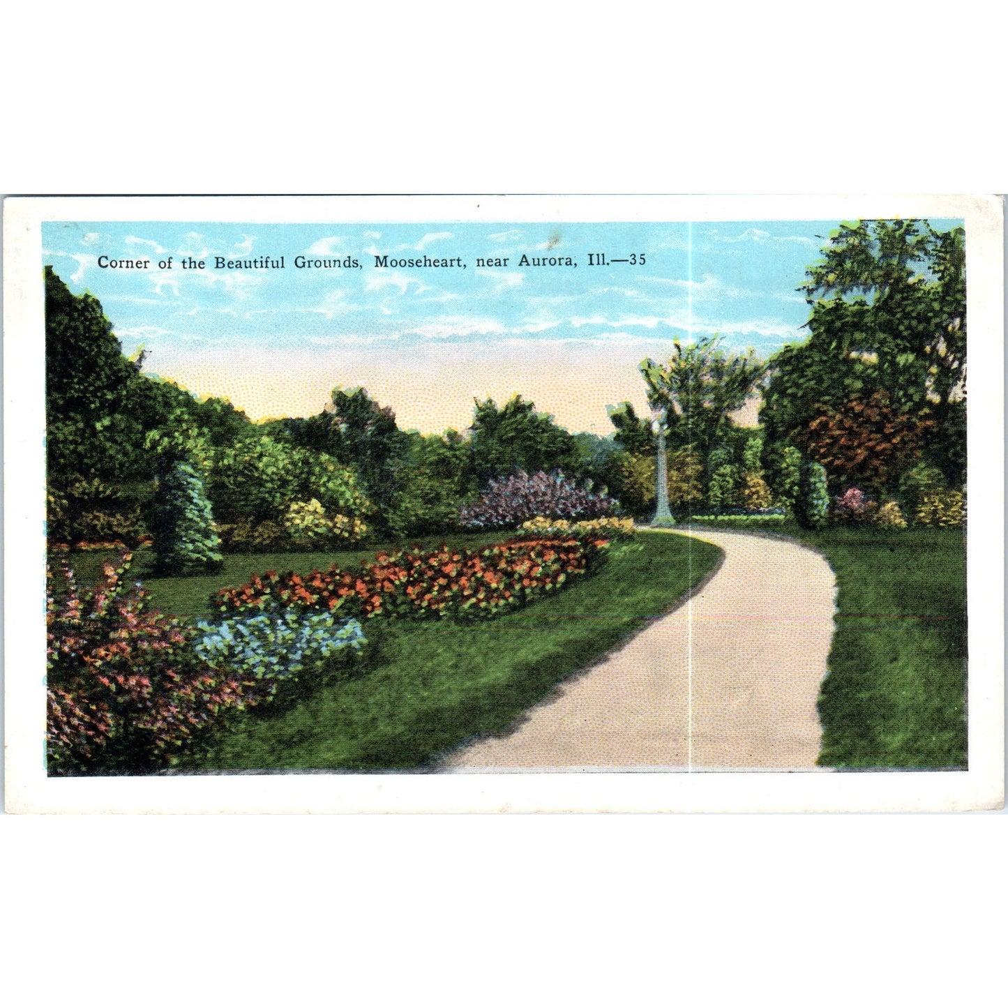 Beautiful Grounds, Mooseheart Near Aurora Illinois Original Postcard P2-4