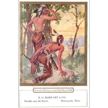 E.G. Barnaby and Co. Minneapolis MN Arrival of Hudson 5x7 - Trade Card AK3-4