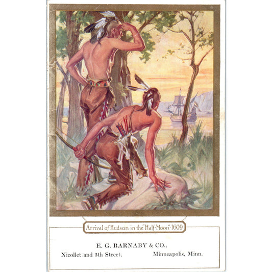 E.G. Barnaby and Co. Minneapolis MN Arrival of Hudson 5x7 - Trade Card AK3-4