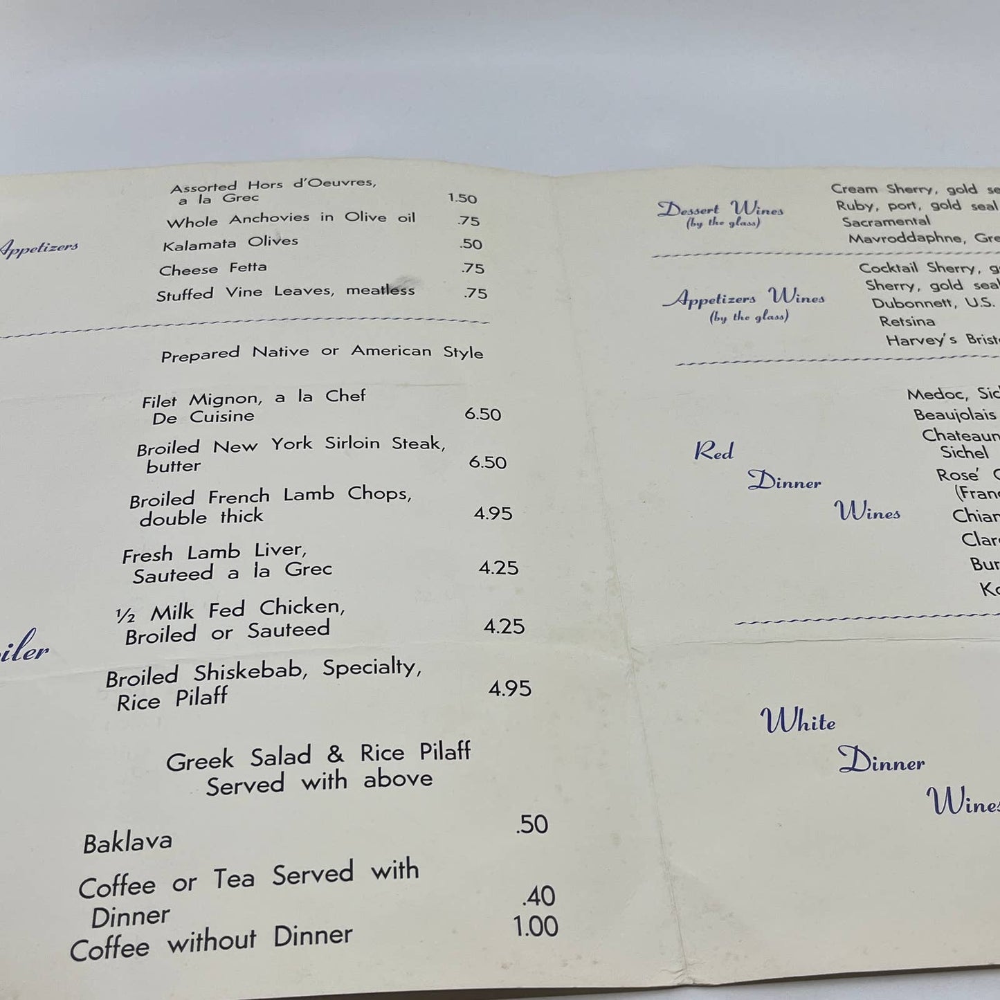1960s Port Said Supper Club Oriental Night Club Menu Washington DC FL3