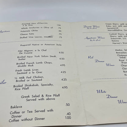 1960s Port Said Supper Club Oriental Night Club Menu Washington DC FL3