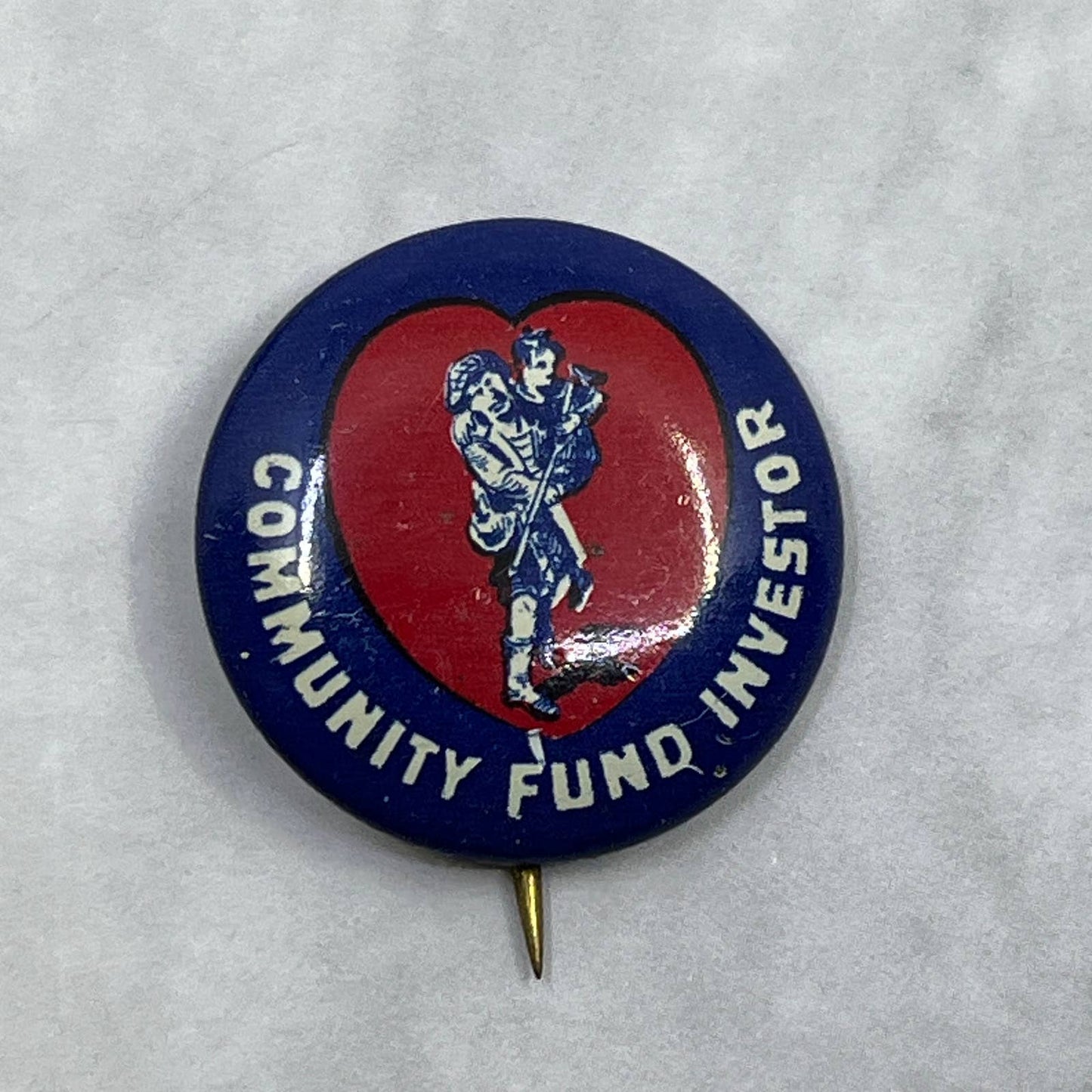 1920s Pinback Button Pin Community Fund Investor SE7