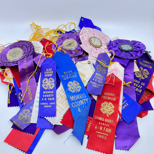 1950s HUGE Lot Prize Ribbons Morris County 4-H Fair Council Grove Kansas TA3-2