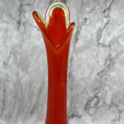 Viking PERSIMMON AMBERINA Art Glass 13” SWUNG VASE Epic Drape Stretch TJ3