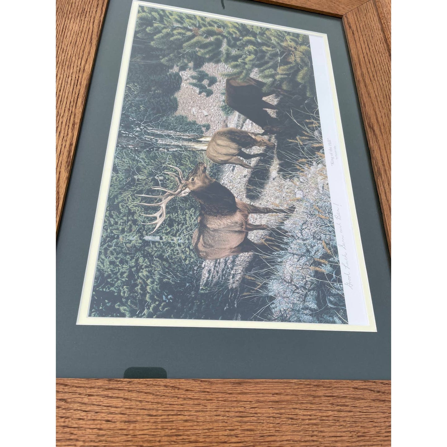Vintage Signed Framed and Matted Print Patrick Gibbs Hunting “King of the Hill”