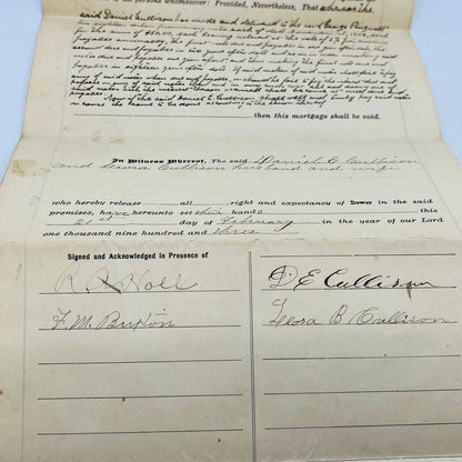 c1900 Mortgage With Dower Deed Daniel E Gullison Newcastle Ohio C12