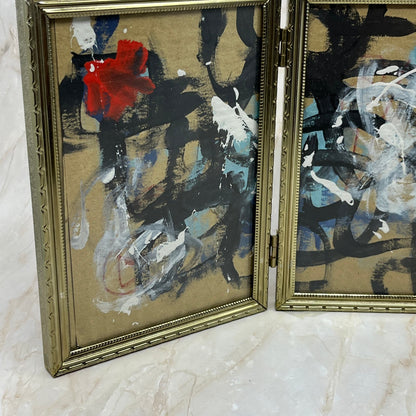 Original Framed Mixed Media Triptych Abstract Art Painting “Possible Dream” COA
