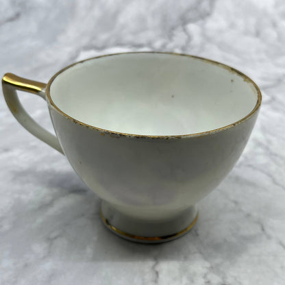 Enesco White Porcelain Fruits Print Gold Rim Fine China Teacup CupTA7