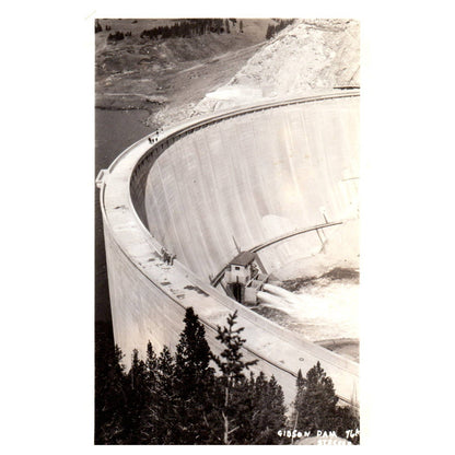 Gibson Dam Montana - Original Postcard RPPC TJ8-4