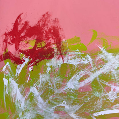 Framed Original Abstract Art Painting "Cherry Limeade" Acrylic on Glass 9x11 TI5