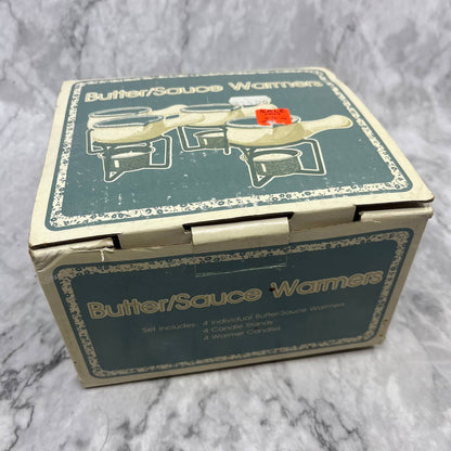 Réchaud à Beurre EarthenWare Butter Sauce Warmer Crocks Set of 4 in Box TJ9