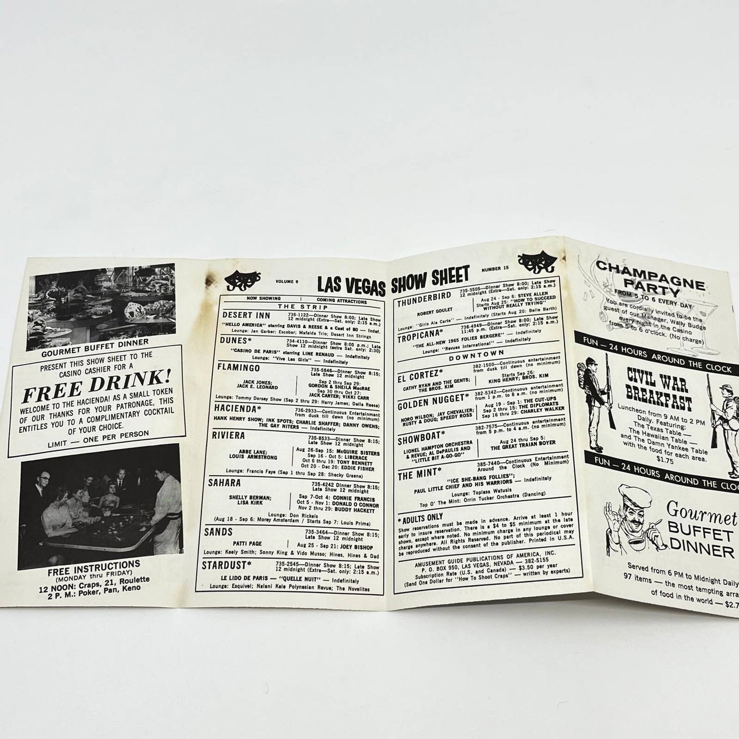 1960s Las Vegas Show Sheet Hacienda Hotel Hank Henry Burlesque Boxing AB2