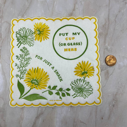 Put My Cup Here Napkin Yellow Daisies Black Eyed Susans England Set of 2 TJ1