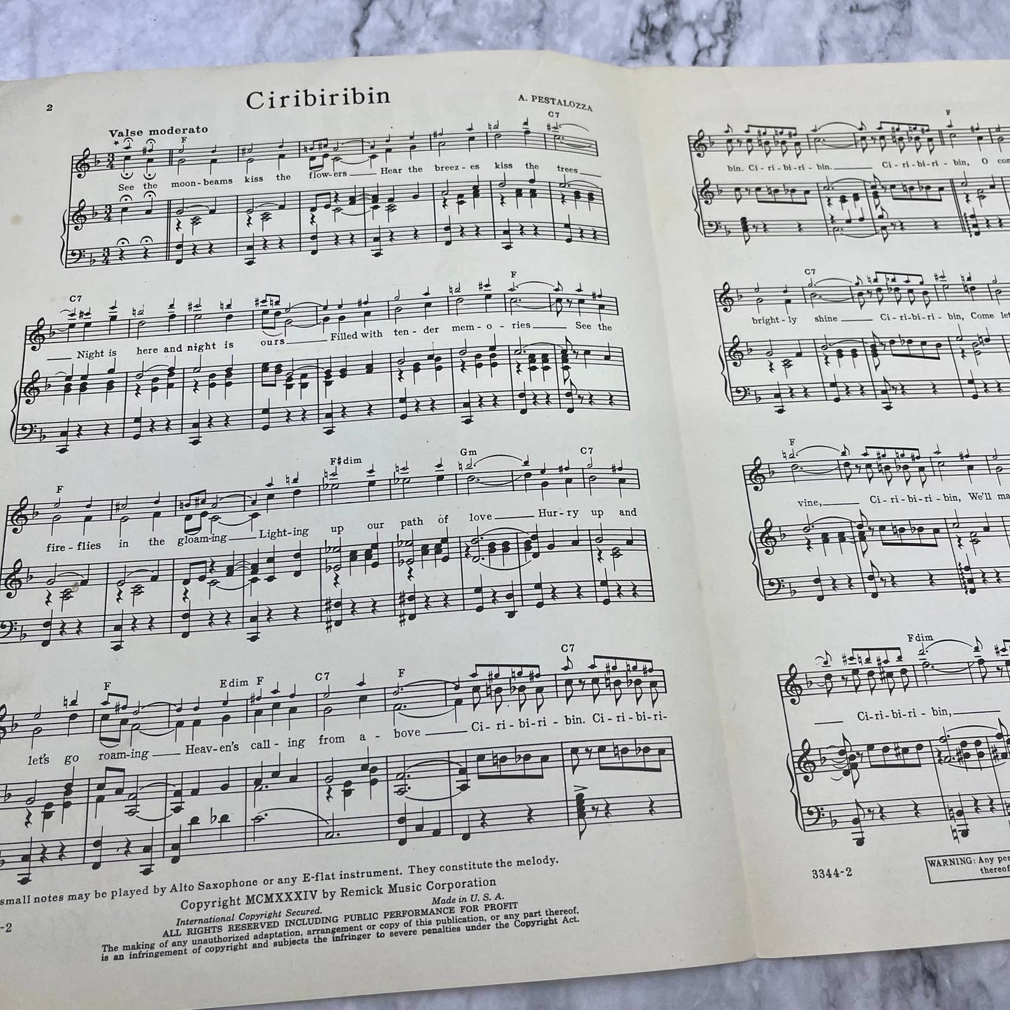 Vintage Sheet Music 1934 Ciribiribin A. Pestalozza TI1