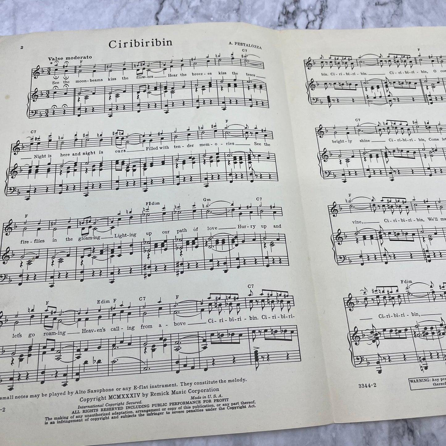 Vintage Sheet Music 1934 Ciribiribin A. Pestalozza V39-3