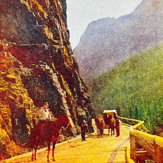 c1900 Stereoview Card The Old Trestle Golden Gate Canyon Colorado Horse Buggy