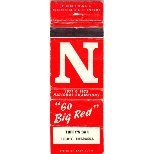 1971-72 Nebraska National Champions Touhy NE Advertising Matchbook Cover MM9-9