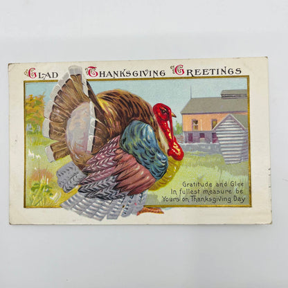 1916 Thanksgiving Post Card Colorful Turkey Poem Embossed PA3