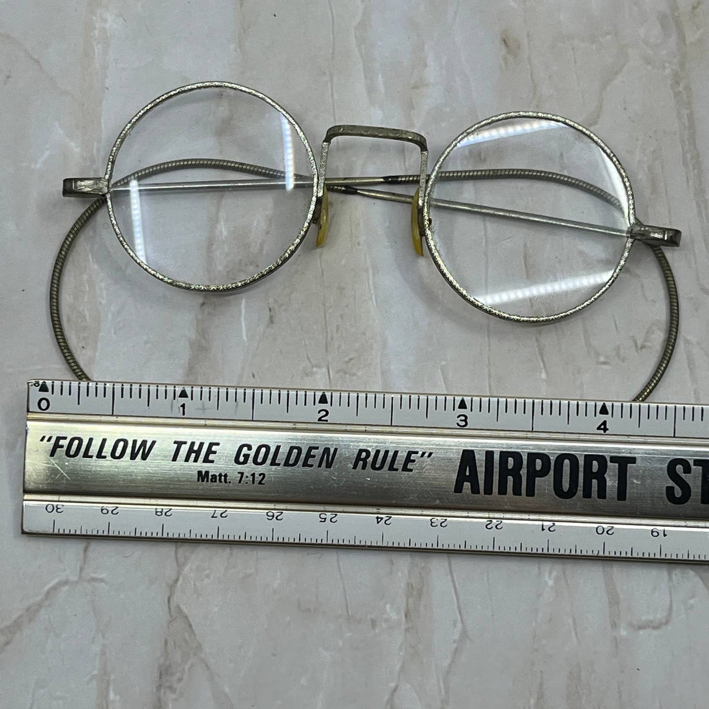 c1910 Round Eyeglasses Etched Chester W. Gaskell Optician St. Paul MN TC5-S1