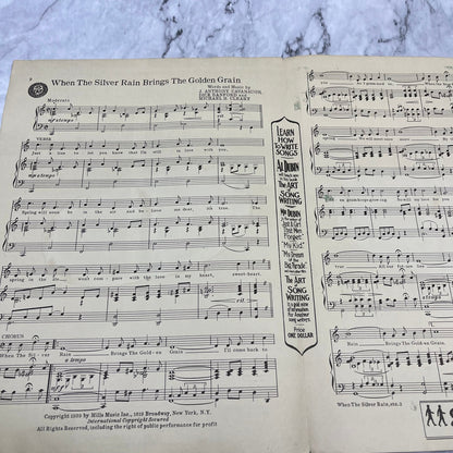 1939 Sheet Music When the Silver Rain Brings the Golden Grain Sanford Cleary V42-2