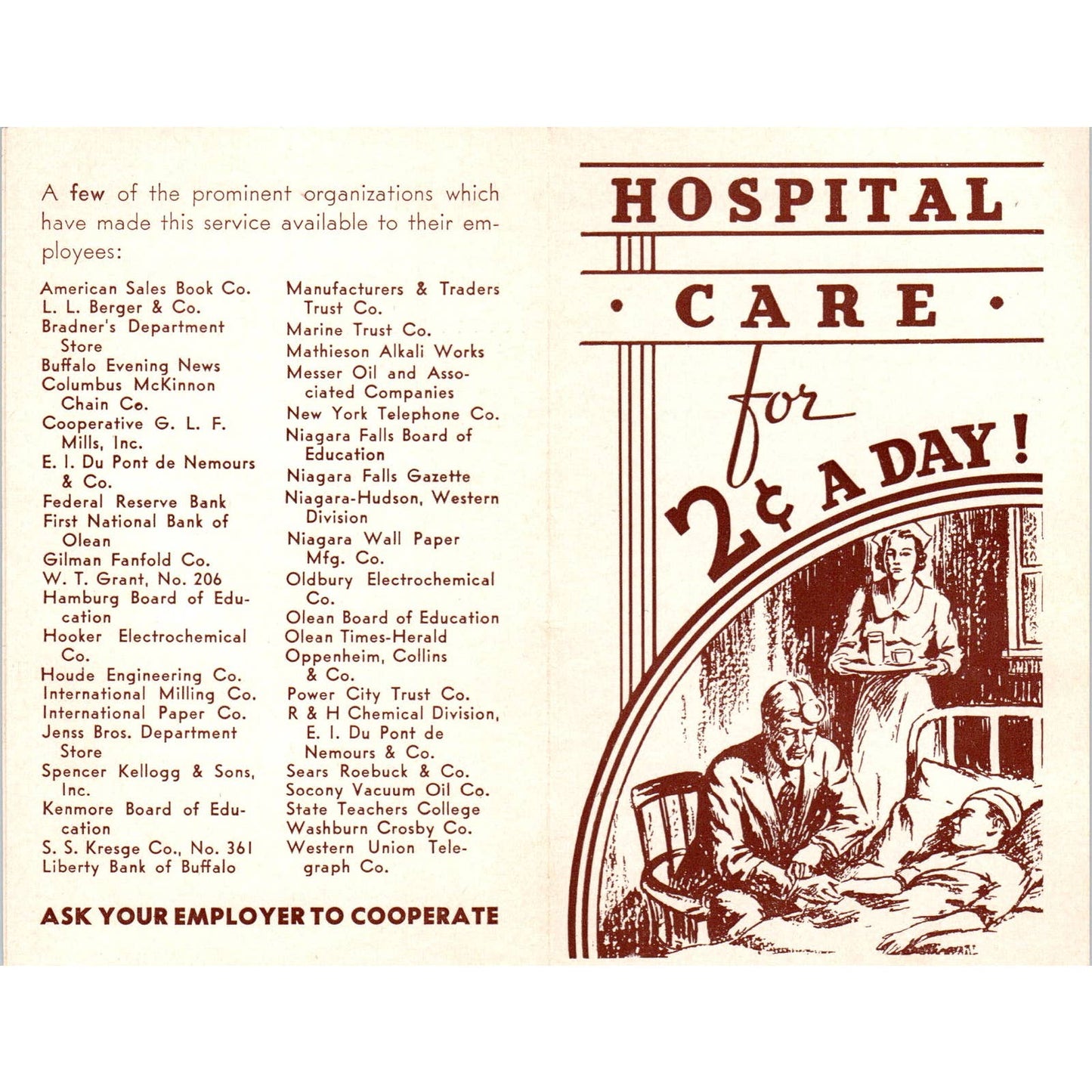 Hospital Service Corporation of Western New York Advertising Leaflet TK1-28