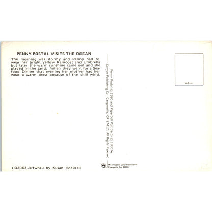 Penny Postal Visits the Ocean Paperdolls - Susan Cockrell Original Postcard PB10