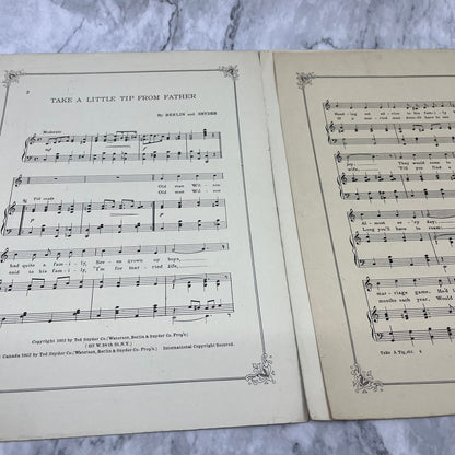 1912 Take A Little Tip From Father Sheet Music Irving Berlin & Snyder V41-3