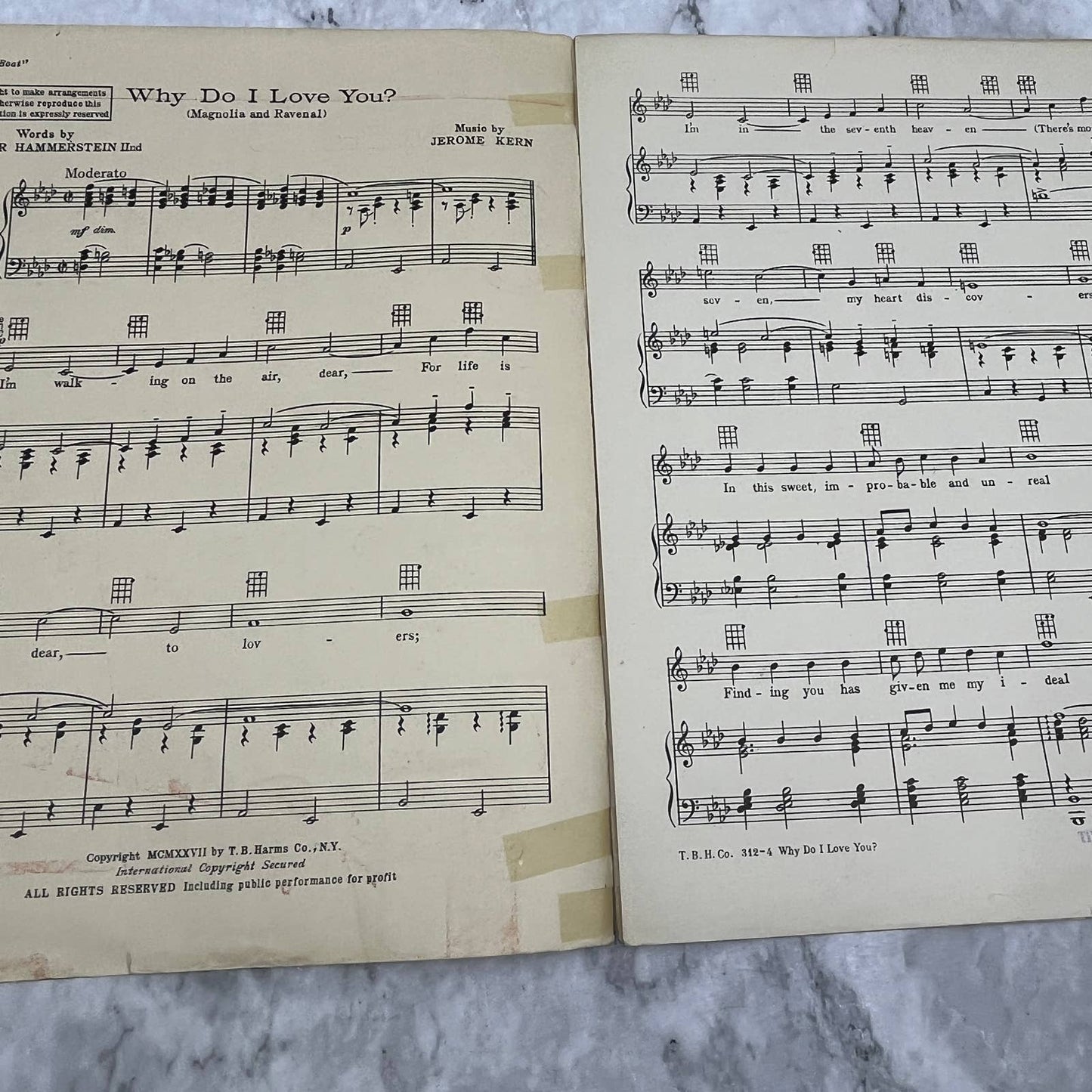 Show Boat Why Do I Love You Ziegfeld Oscar Hammerstein 1927 Sheet Music TK2-SM4