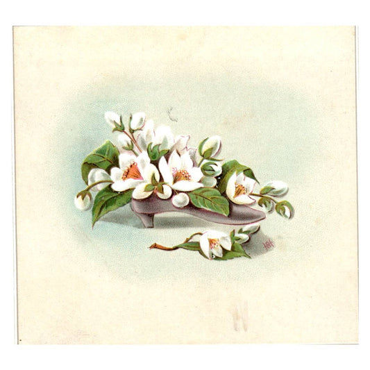 Easter Lily Blossoms BLANK - 1880s Victorian Trade Card TJ8-3