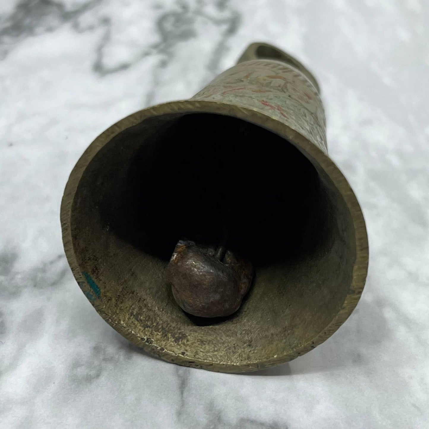 Vintage Etched Brass Bell of Sarna 3" India SA2