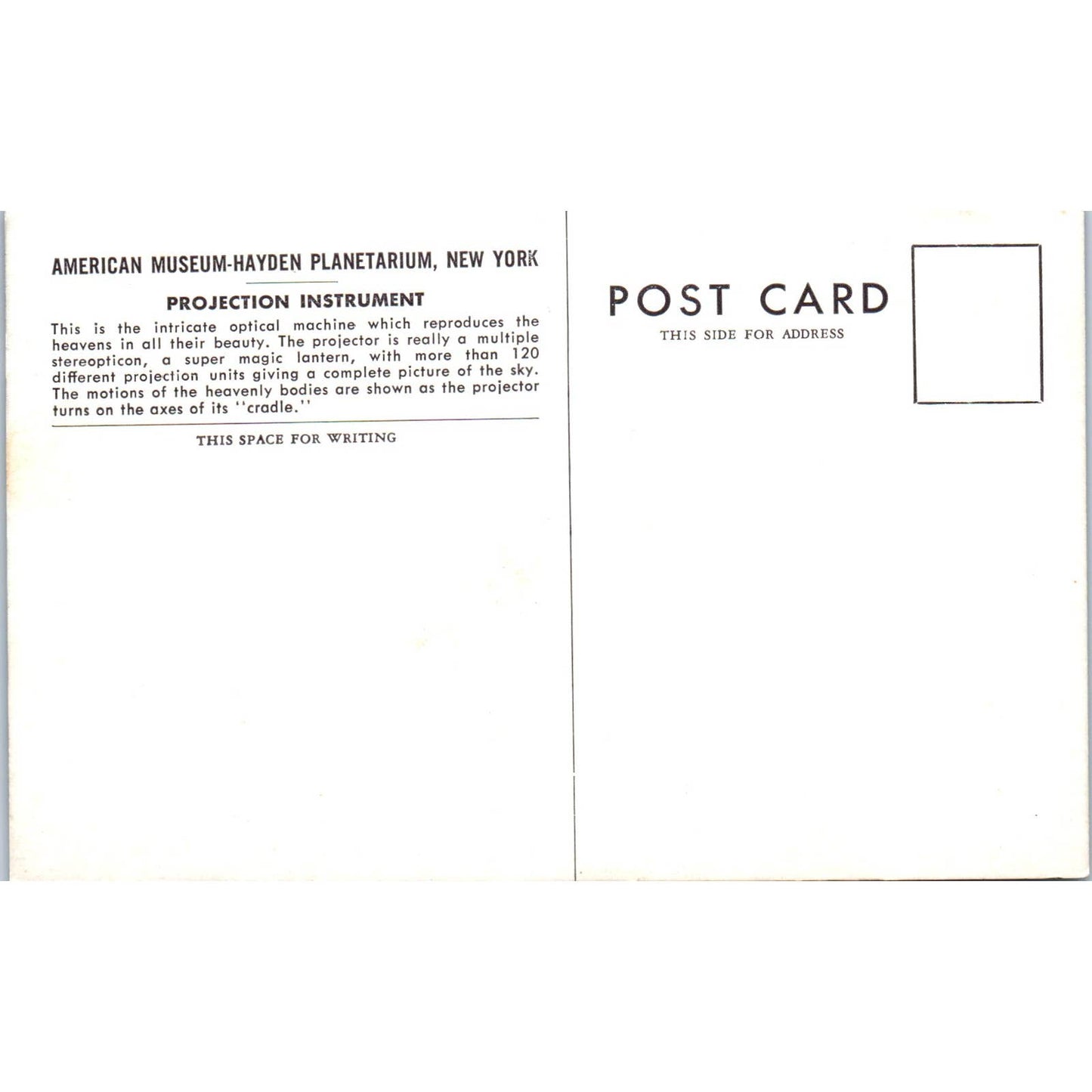 American Museum-Hayden Planetarium New York Original Postcard TK1-24