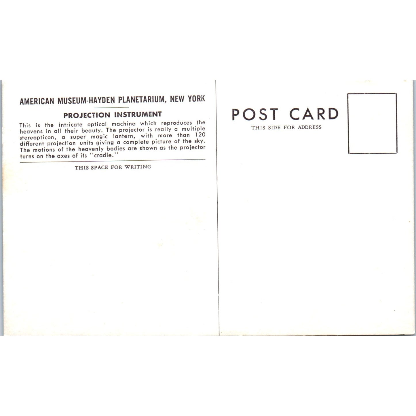 American Museum-Hayden Planetarium New York Original Postcard P1-13