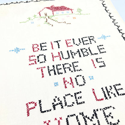 Vintage Cross Stitch Sampler No Place Like Home 10x12 V43-4