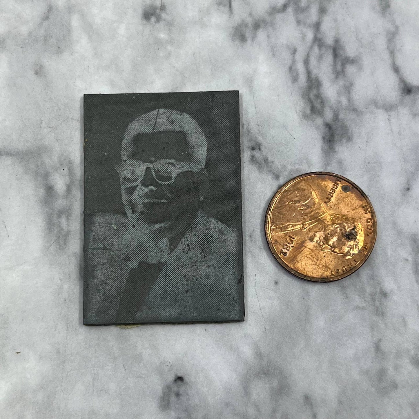 Vintage Letterpress Printers Block Plate Man With Glasses Portrait Photo TJ51