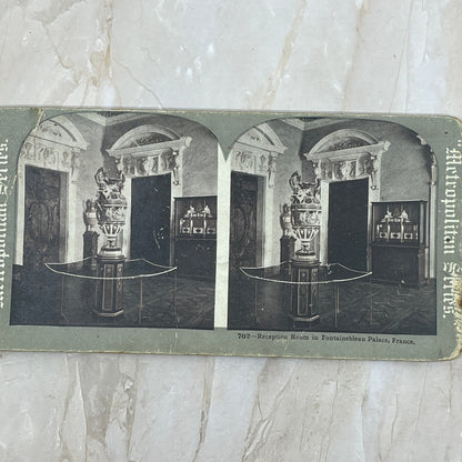 Reception Room in Fontainebleau Palace France - Antique Stereoview Card H3-2