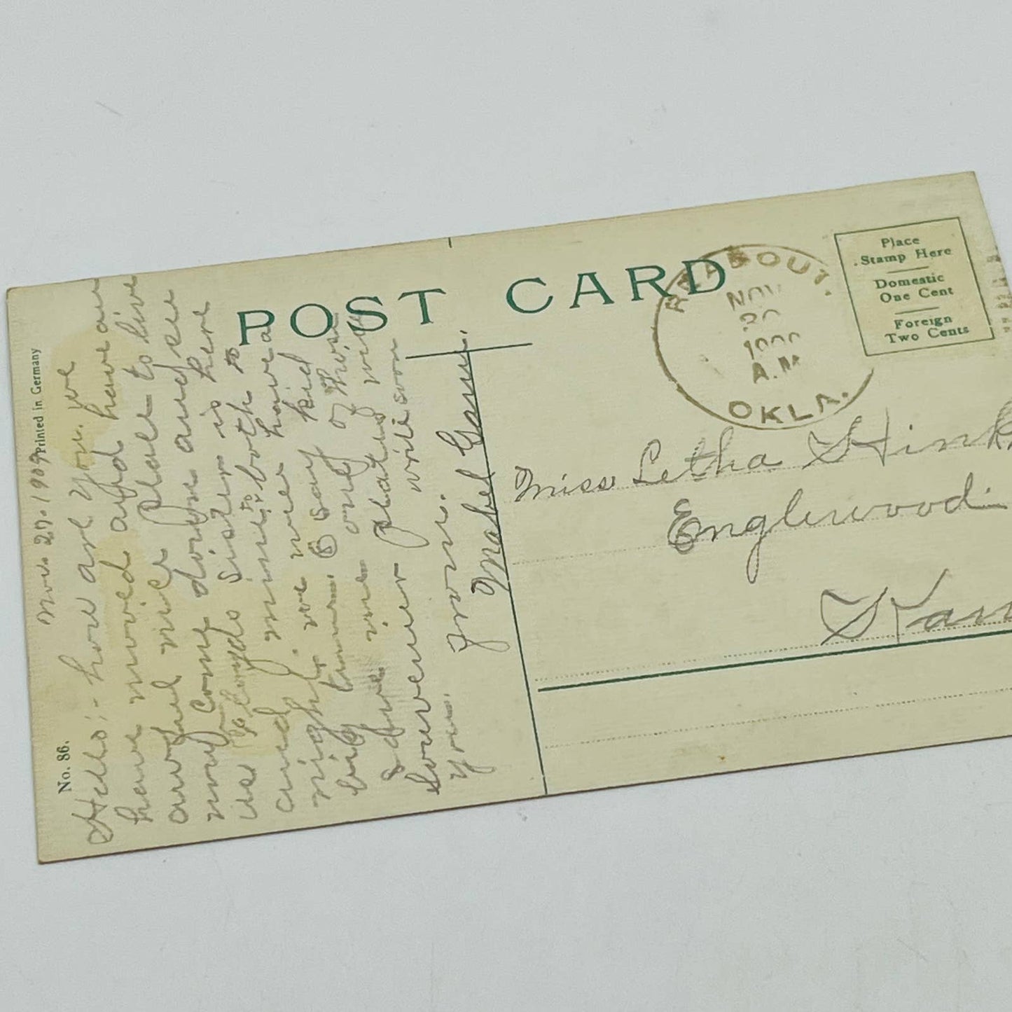 1910s Post Card Silver Dutch Netherlands Wood Clogs Floral Sunset PA7