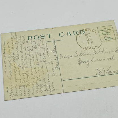 1910s Post Card Silver Dutch Netherlands Wood Clogs Floral Sunset PA7