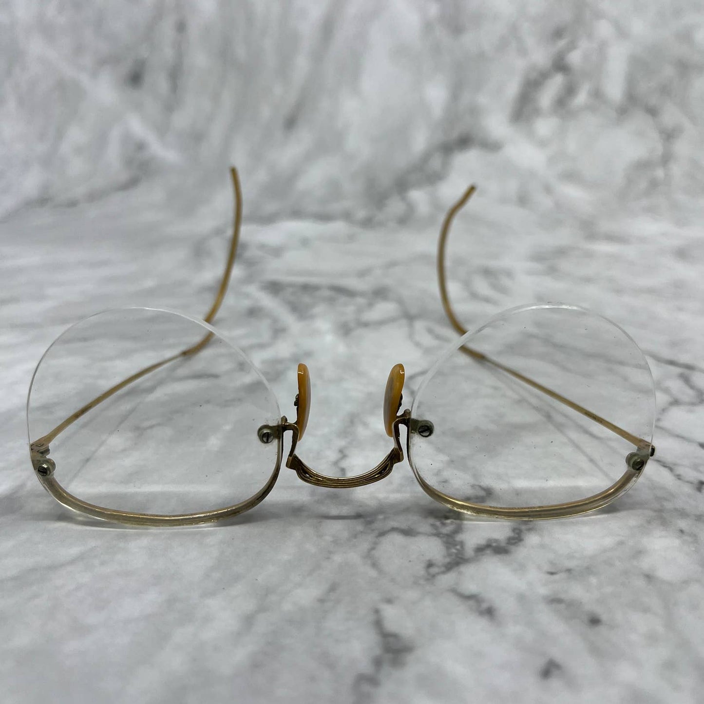 Vintage Art Deco Gold Bausch & Lomb B&L 1/10 12K GF Half Rim Eyeglasses NICE TD1