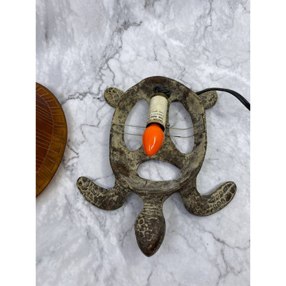 Vintage Ying Long Tortoise Sea Turtle Desk Lamp - Glass/ Cast Iron - WORKS TB5