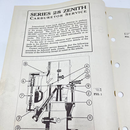 1940s Shop Talks International Truck Servicemen #5 Rev Zenith Carburetor 28 TF8