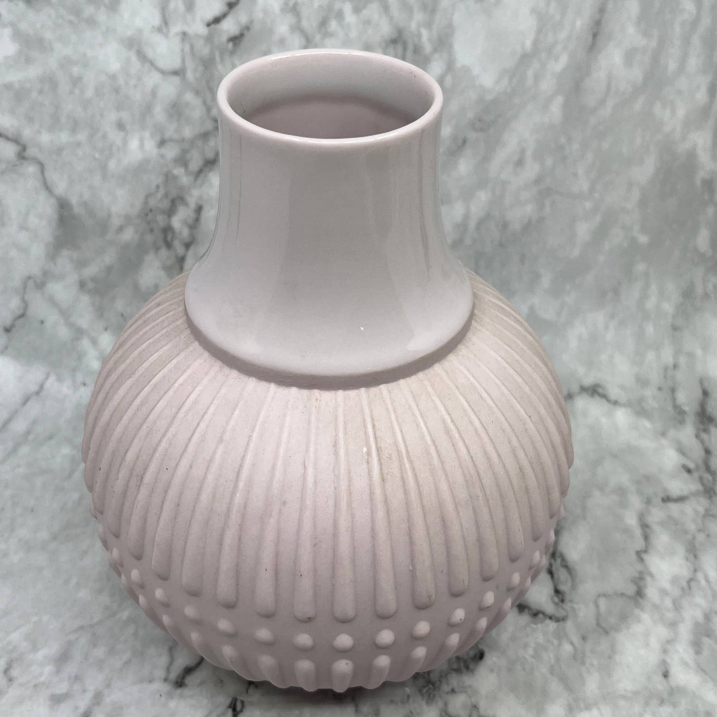 Rare MCM Pink Bisque Porcelain Vase - Op Art German Vase Scherzer ~8x6”