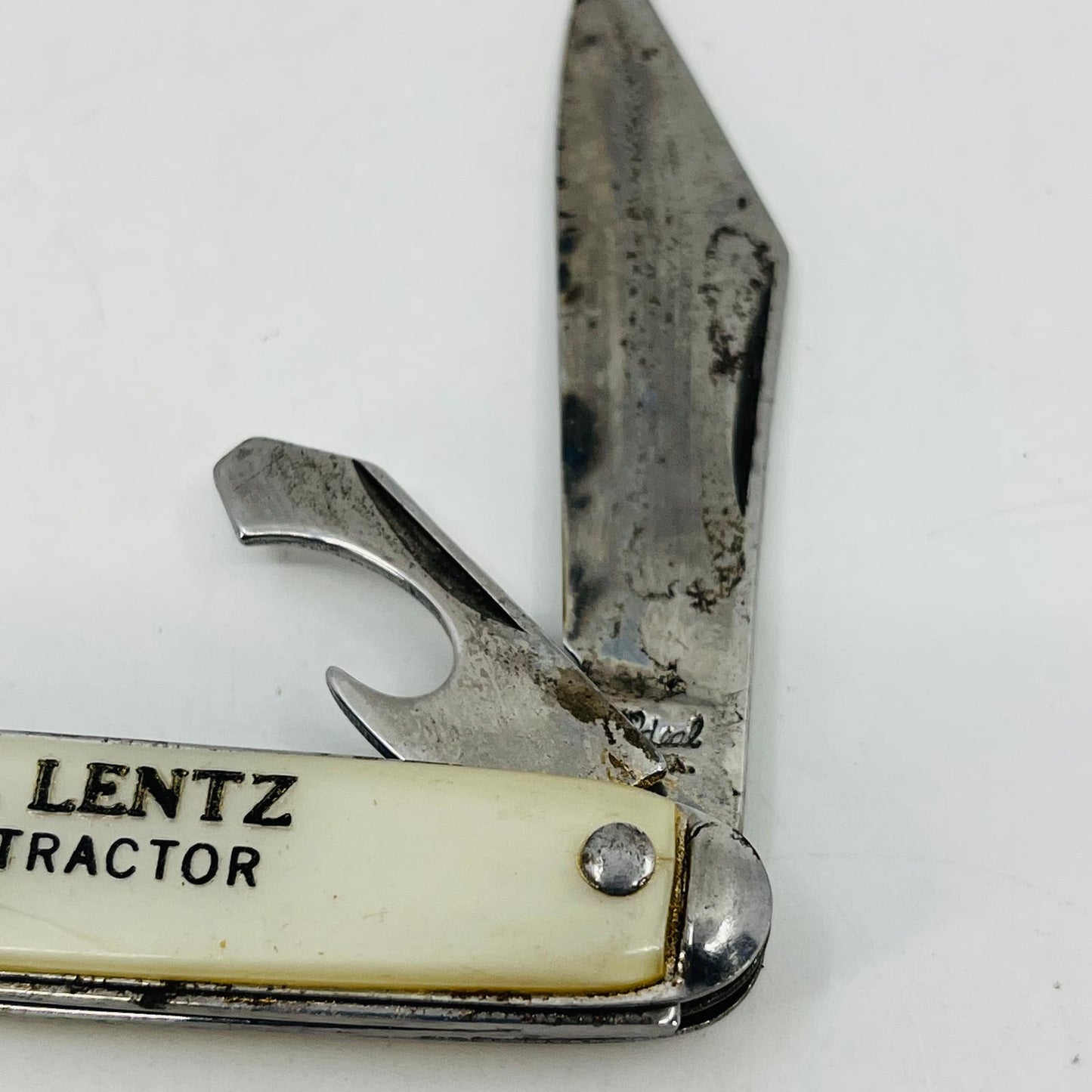 THE IDEAL Mother-of-Pearl Style Advertising Folding Knife Curvin Lentz Mason SB9