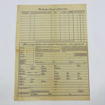 1940s WWII Era Montgomery Wards Order Blank Form - War Ration Stamp Option D2