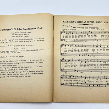 1908 Washington's Birthday Entertainment Book Songs Drills Concerted Pieces TF7