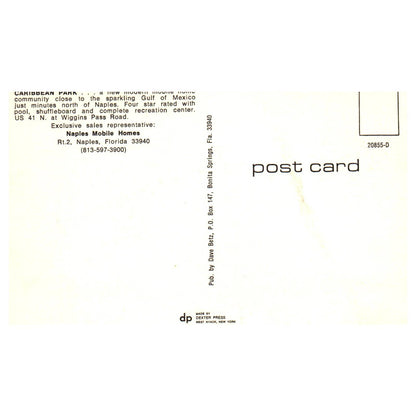 Caribbean Park Naples Mobile Homes Florida - Postcard TJ8-1