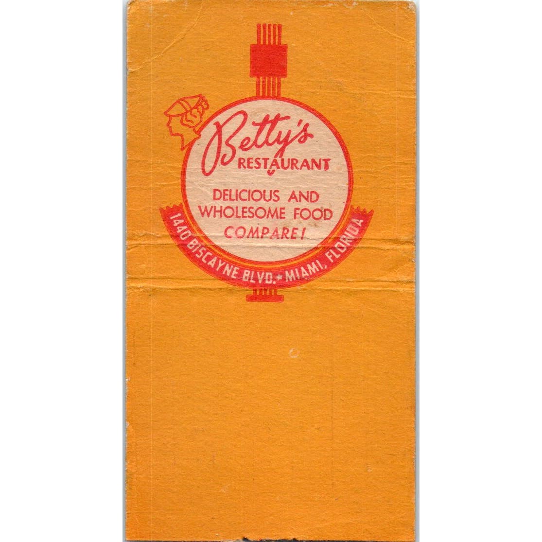 Betty's Lobo Lounge Miami Florida Advertising Matchbook Cover SA9-M5