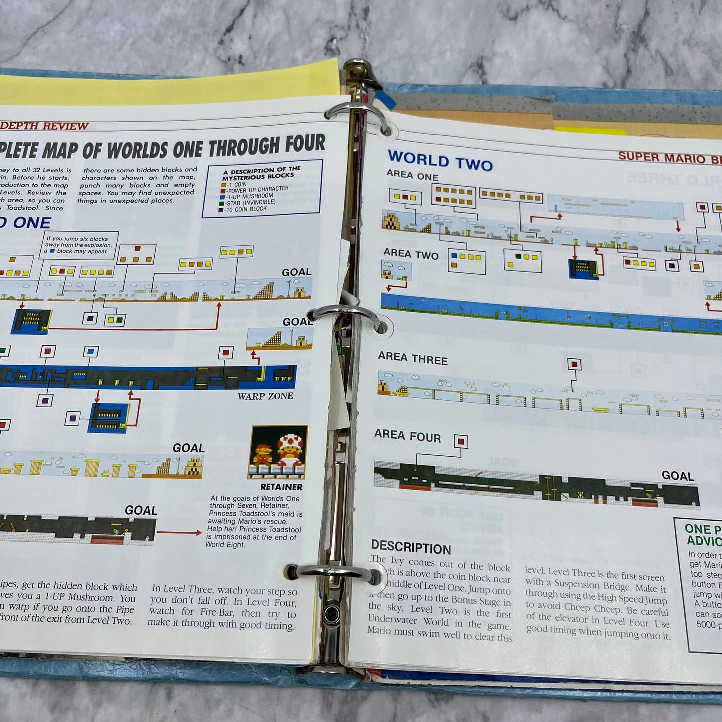 c1989 Binder of Clipped NES Maps and Articles From Nintendo Power Magazine TJ6-1