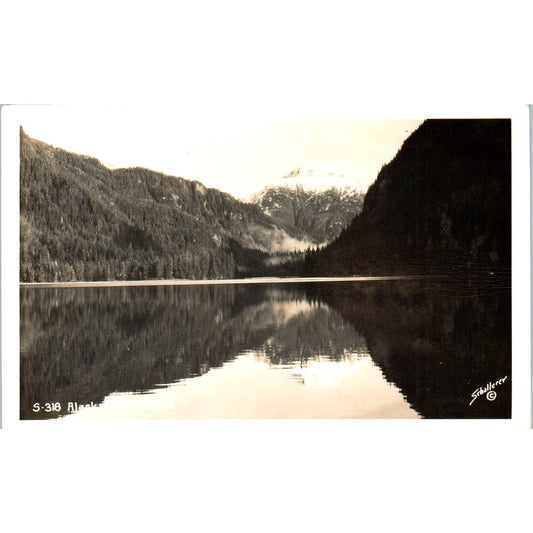 Reflections Lake & Mountain View Schallerer RPPC Alaska Original Postcard TK1-29