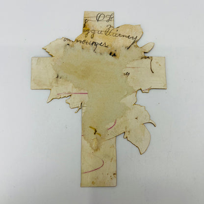 1880s Die Cut Cross Victorian Christian Card White Carnation SAH9-H7